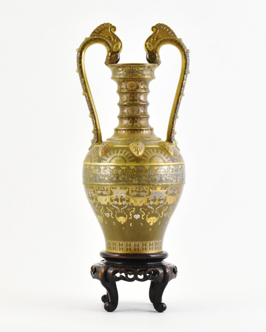 GILT AND TURQUOISE ENAMEL DECORATION PORCELAIN VASE ON (1 of 10)