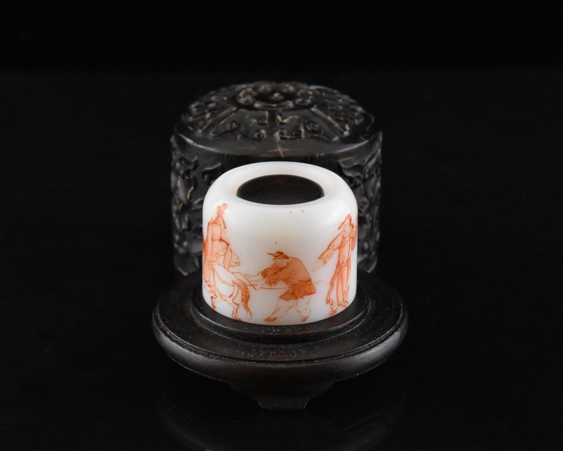 19TH C. PEKING GLASS ARCHERY'S RING WITH HARDWOOD BOX (1 of 10)