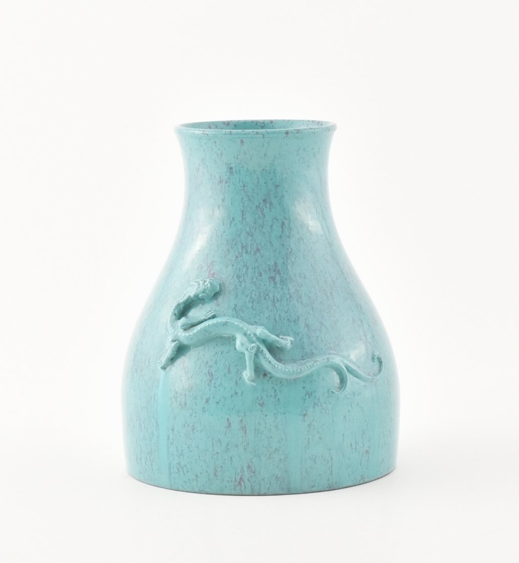 CHINESE LUJUN GLAZED VASE WITH DRAGON ORNAMENT (1 of 9)