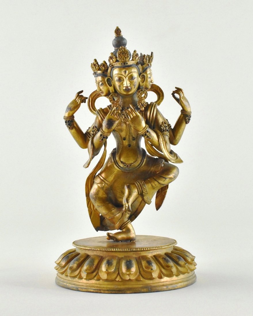 17TH C. MING DYNASTY GILT BRONZE DANCING SHIVA (1 of 10)