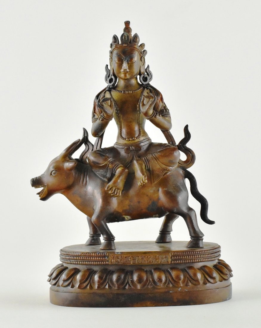 QING DYNASTY BRONZE BUDDHA OF KRISHNA RIDES A CATTLE (1 of 10)