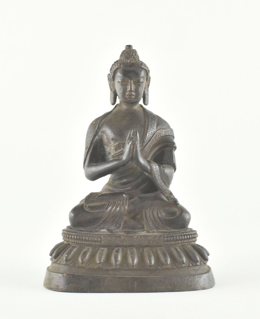 QING BRONZE SEATED BUDDHA, QIANLONG MARK (1 of 8)