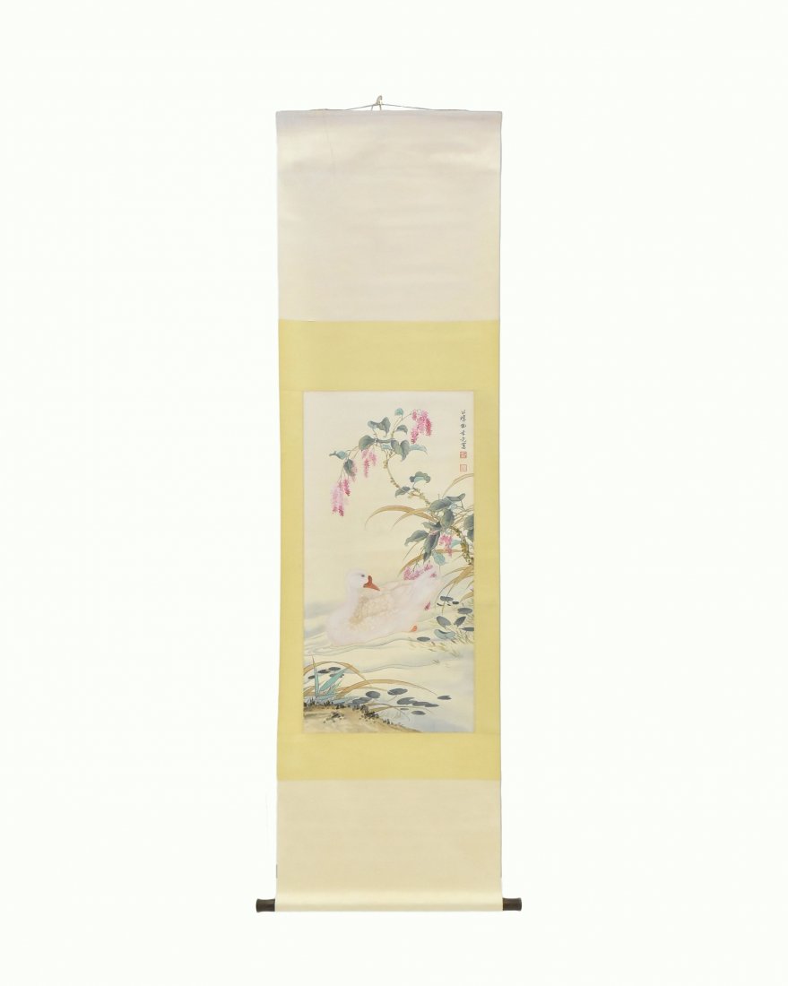 CHINESE PAINTING SCROLL OF DUCK WITHIN WATER FOLIATE (1 of 6)
