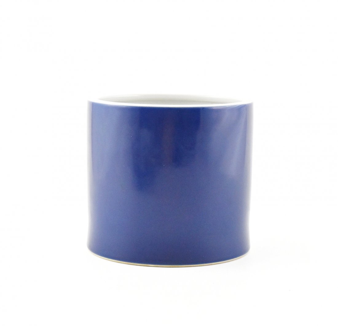COBALT BLUE MONOCHROME GLAZED  PORCELAIN BRUSH POT (1 of 8)