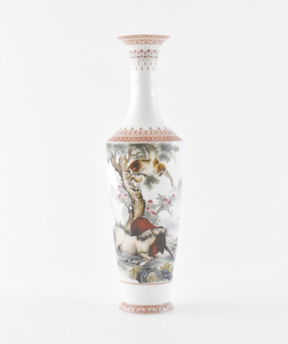 20TH C. PORCELAIN VASE, MONKEY AND HORSE (1 of 10)