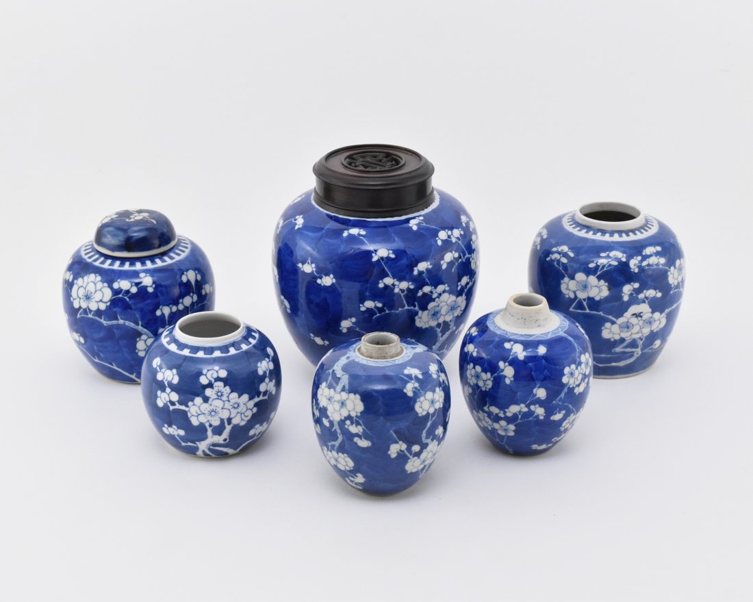 SET OF 6 PCS CHINESE BLUE AND WHITE JARS (1 of 9)