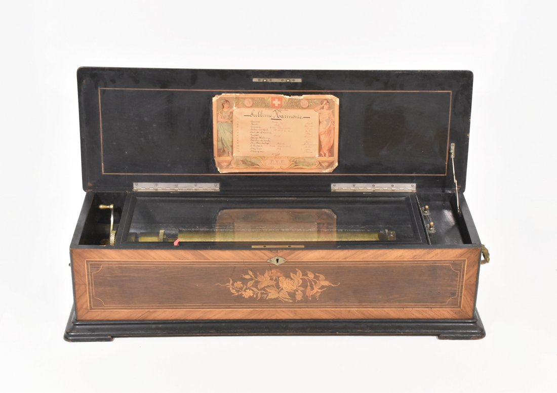 ANTIQUE SWISS CYLINDRICAL MUSIC BOX, 12 TUNES (1 of 10)