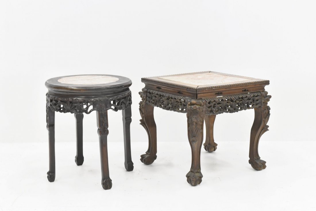 SET OF 2 PCS CARVED CHINESE STANDS (1 of 5)