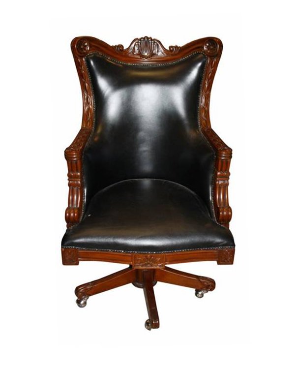 MAHOGANY AND LEATHER DESK CHAIR (1 of 1)
