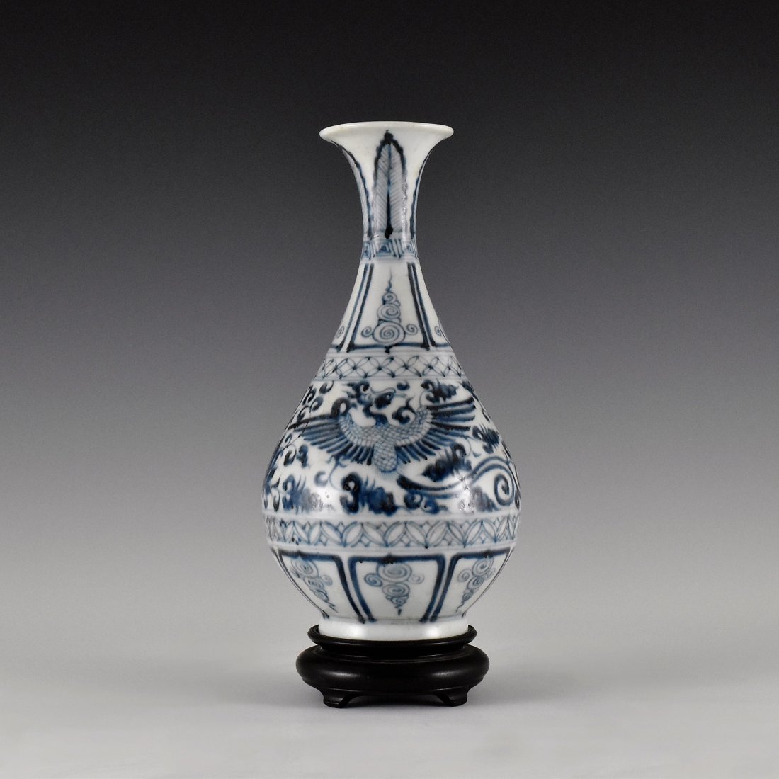 YUAN BLUE & WHITE PHOENIX  PEAR VASE, YUHUCHUNPING (1 of 10)