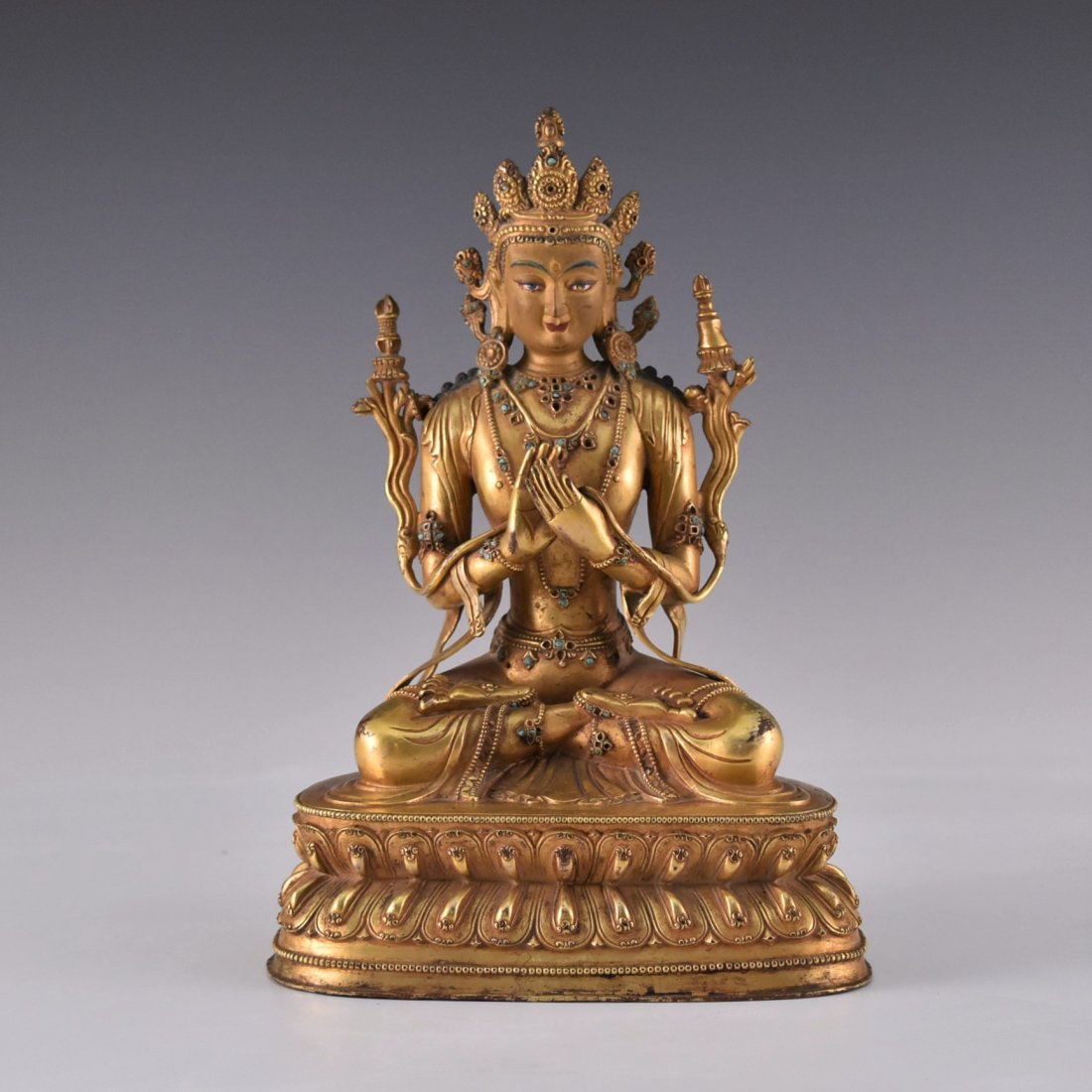 MING GILT BRONZE BUDDHA INLAID FIGURE OF (1 of 10)