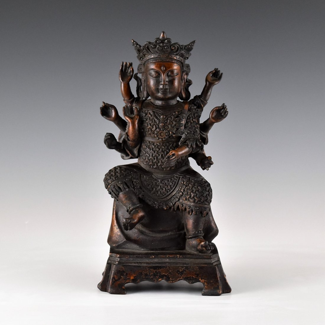 BRONZE BUDDHA FIGURE OF 8 ARMS CUNDI BODHISATTVA (1 of 10)
