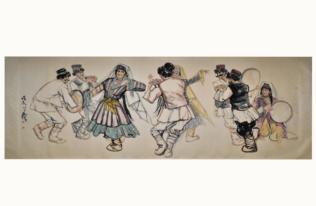 HUANG ZHOU (1925-1997)  CHINESE INK AND COLOR PAINTING (1 of 10)