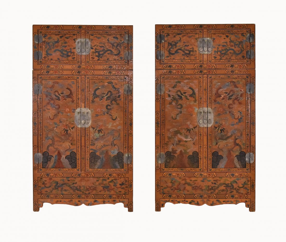 PAIR OF MASSIVE DRAGONS MOTIF LACQUERED CABINETS (1 of 10)