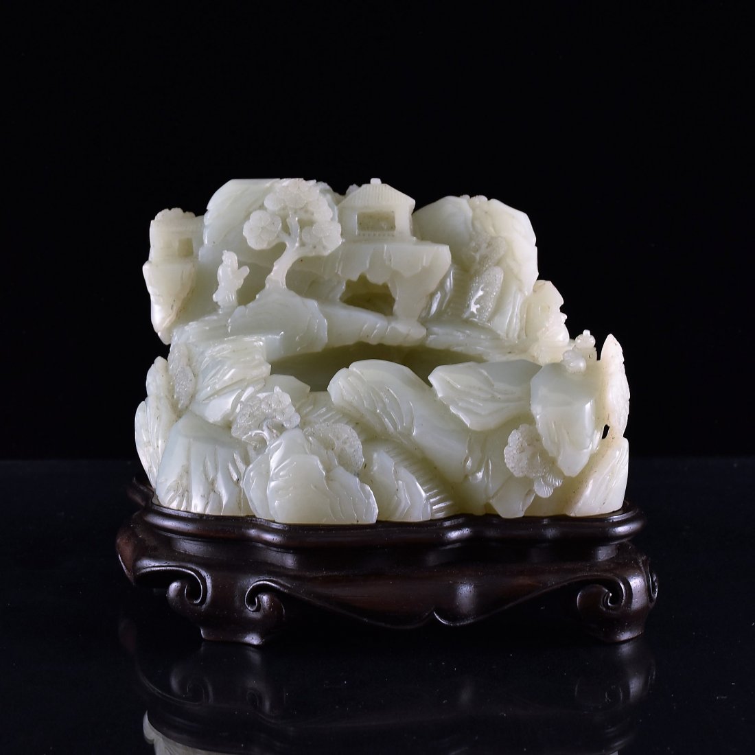 A CELADON JADE LAKE & MOUNTAIN BOULDER BRUSH WASHER (1 of 10)