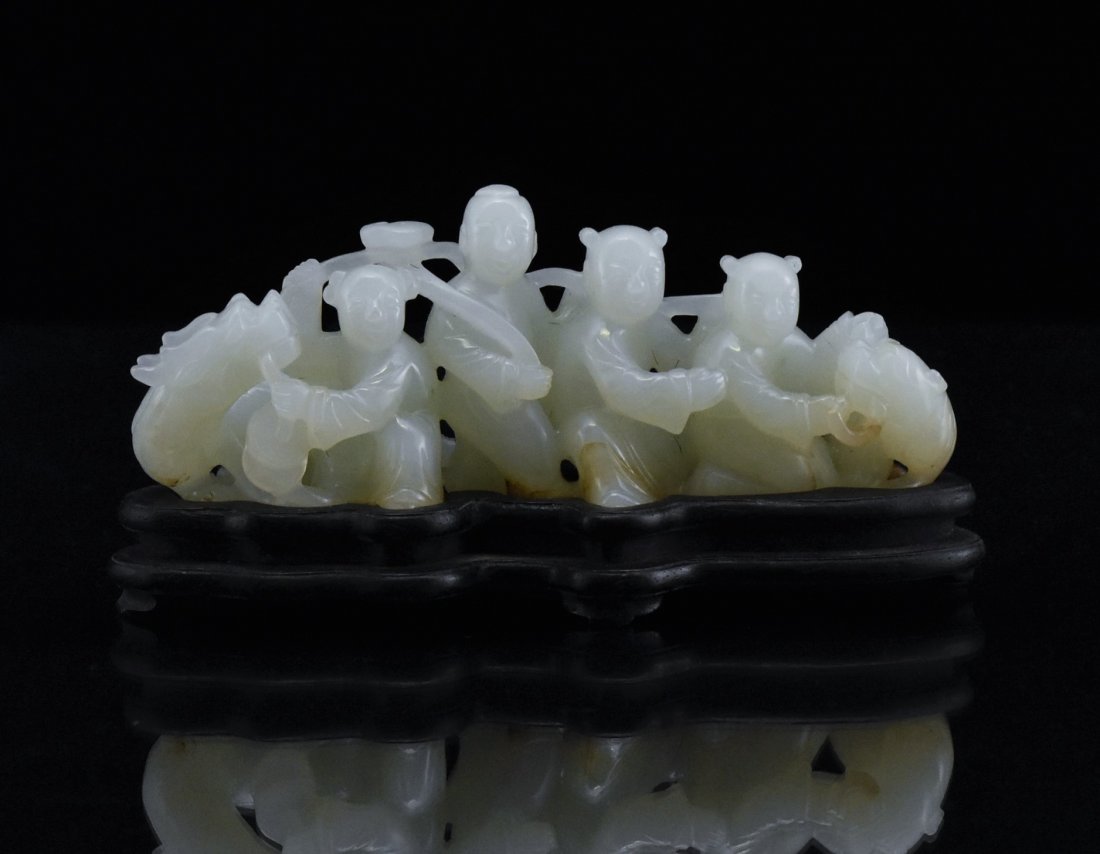 AWAKENING DRAGON AND TIGER CARVED JADE SCLUPTURE (1 of 9)