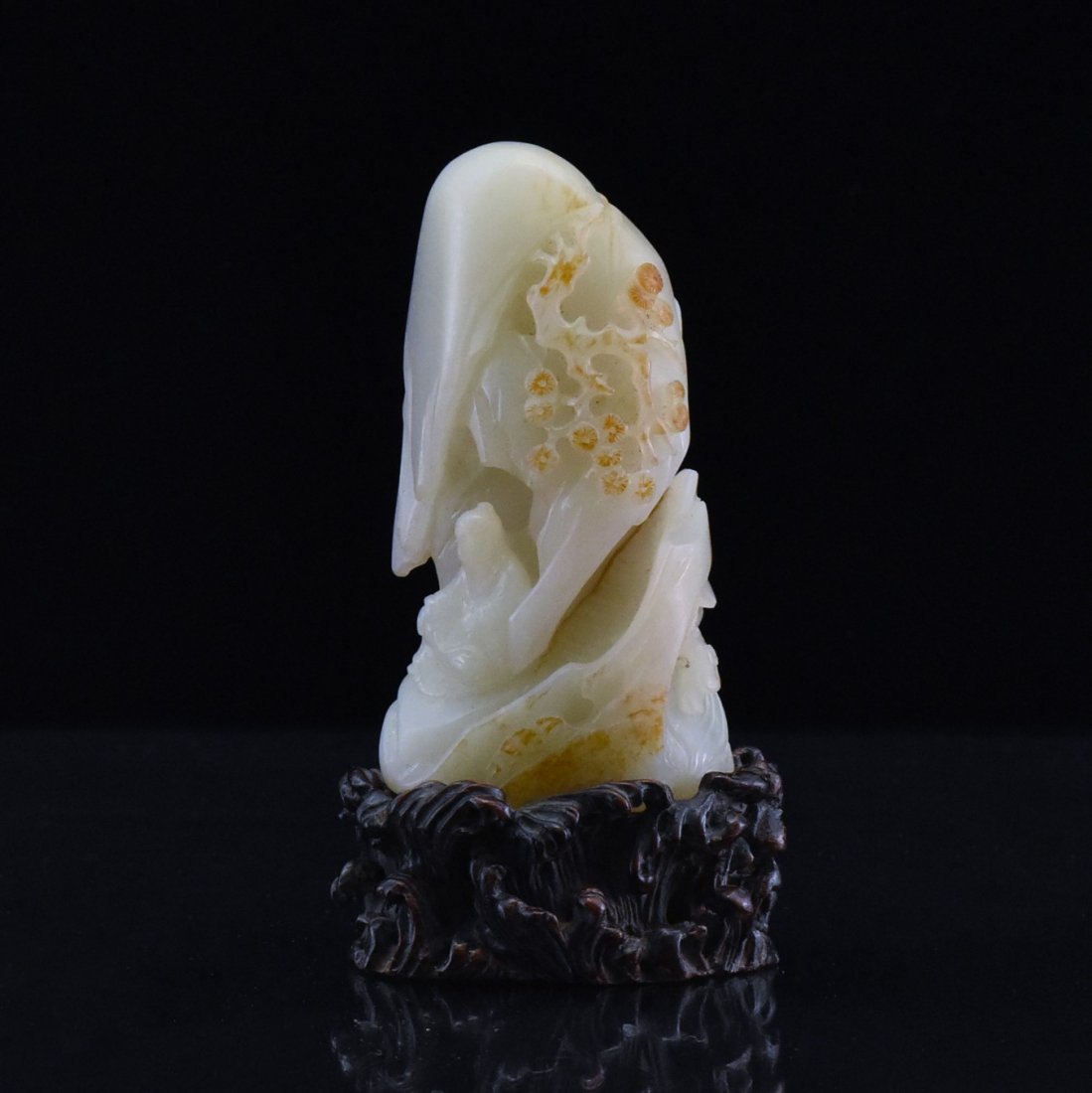 A PALE CELADON JADE SAGE AND GROTTO ON STAND (1 of 10)