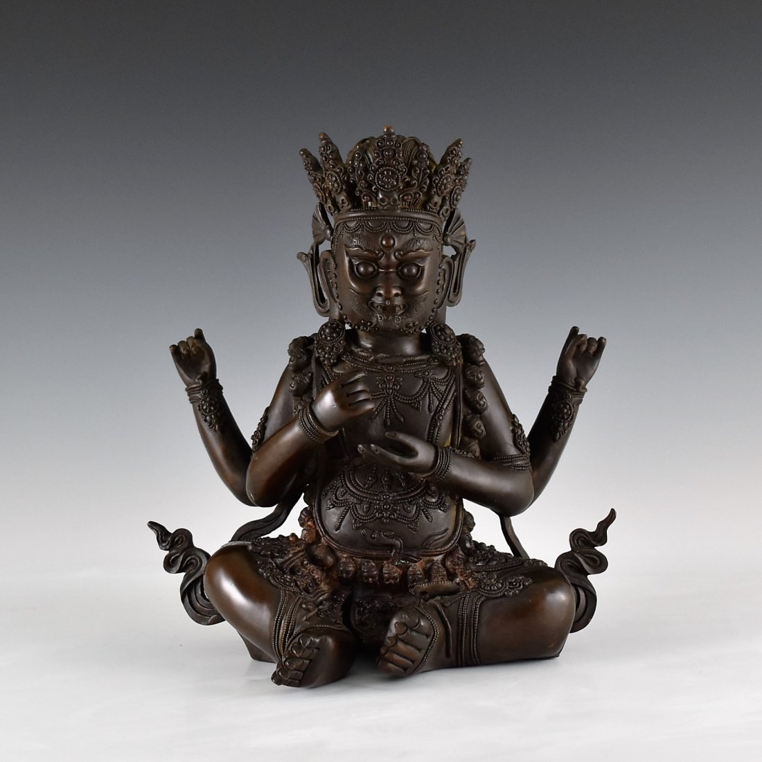 BRONZE BUDDHA FIGURE OF CHATURBHUJA MAHAKALA (1 of 10)