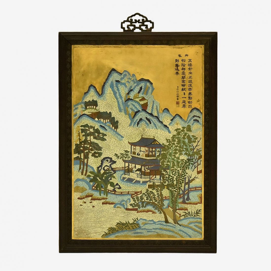 CHINESE GILT BRONZE CLOISONNE ENAMEL WALL PLAQUE (1 of 10)