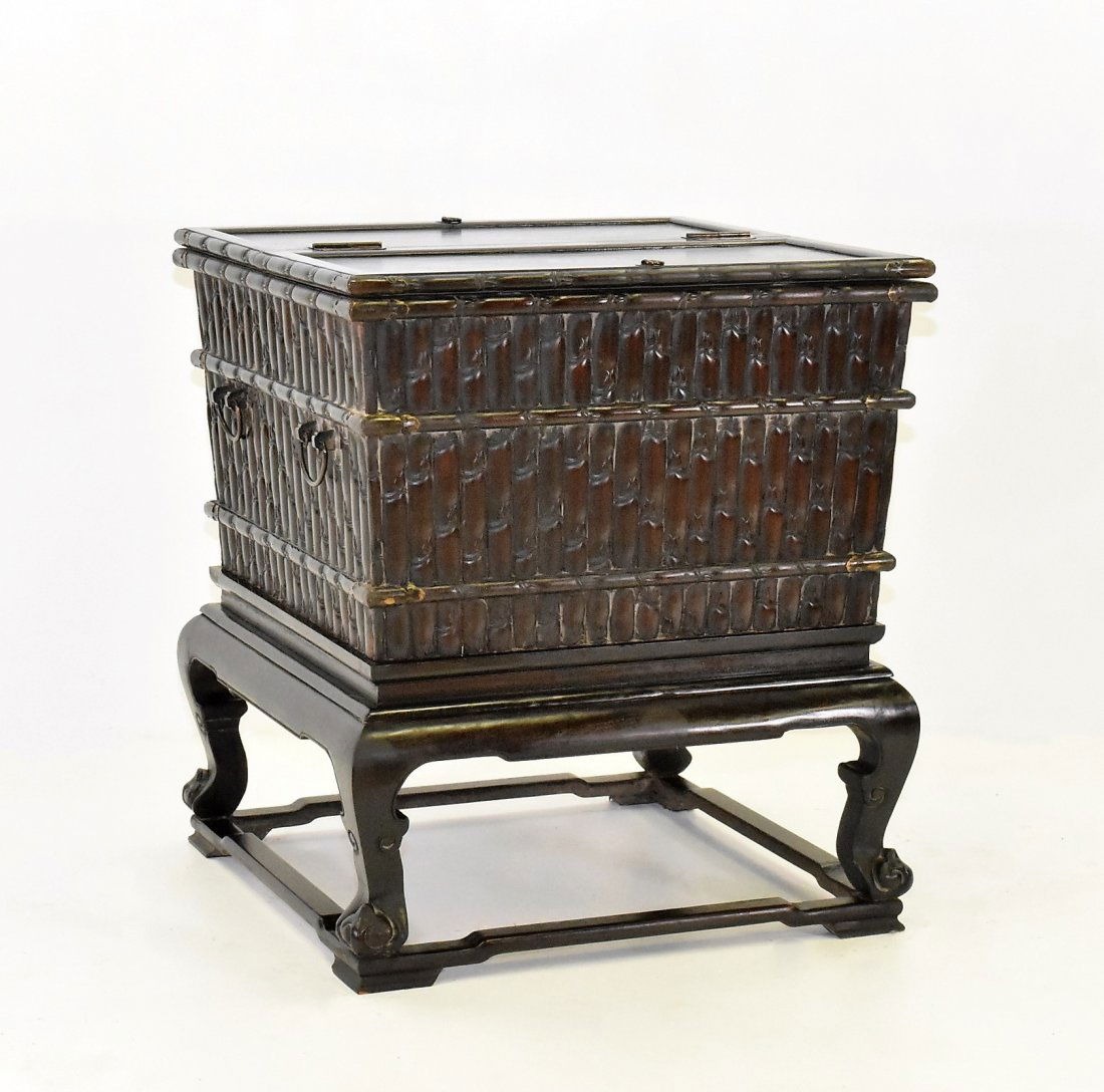 RARE, LARGE ZITAN CHINESE ICE CHEST WITH HUANGTONG (1 of 10)