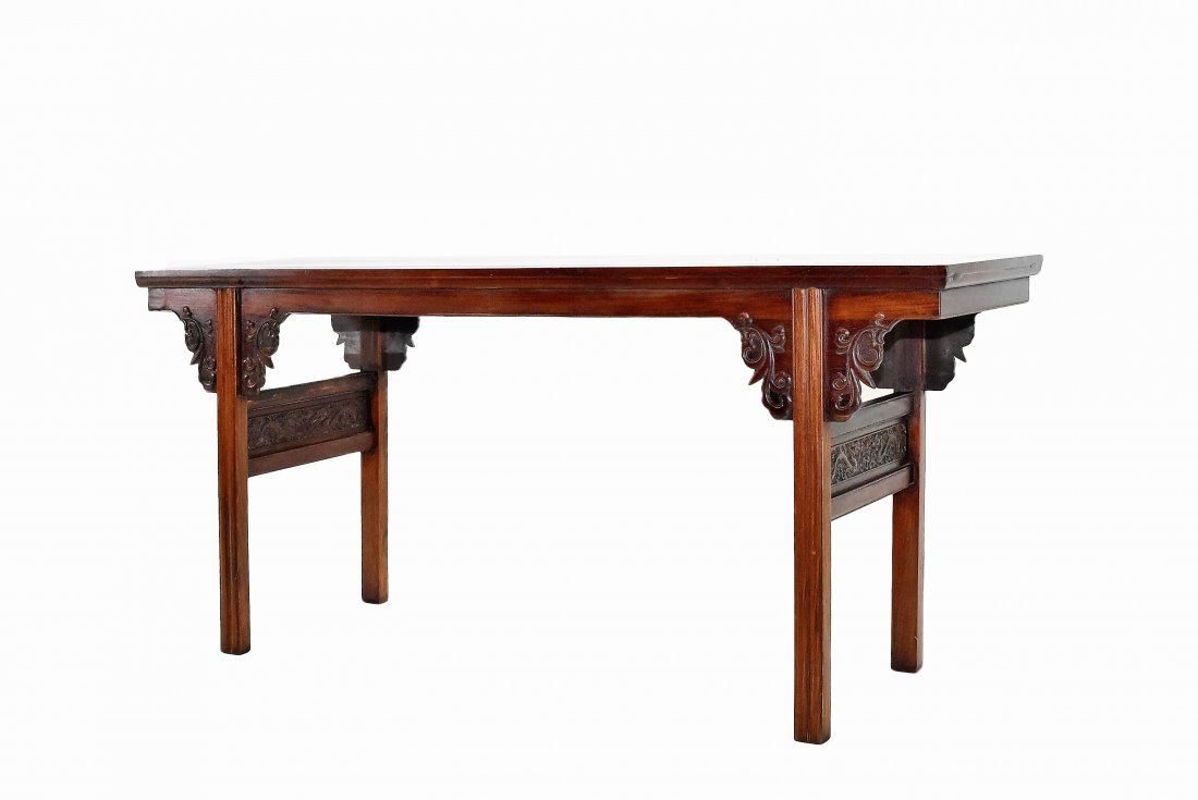 ANTIQUE CARVED HUANGHUALI CHINESE SIDE ALTAR TABLE. (1 of 10)