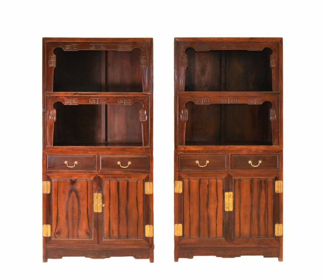 PAIR OF HUANGHUALI DOUBLE DOOR CABINETS AND DRAWERS (1 of 10)