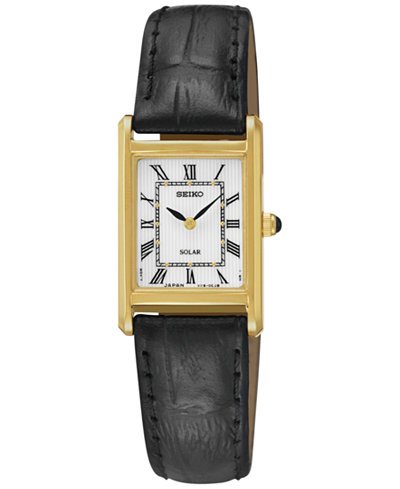 SEIKO Women's Solar Black Leather Strap SUP250: SEIKO Women's Solar Black Leather Strap SUP250