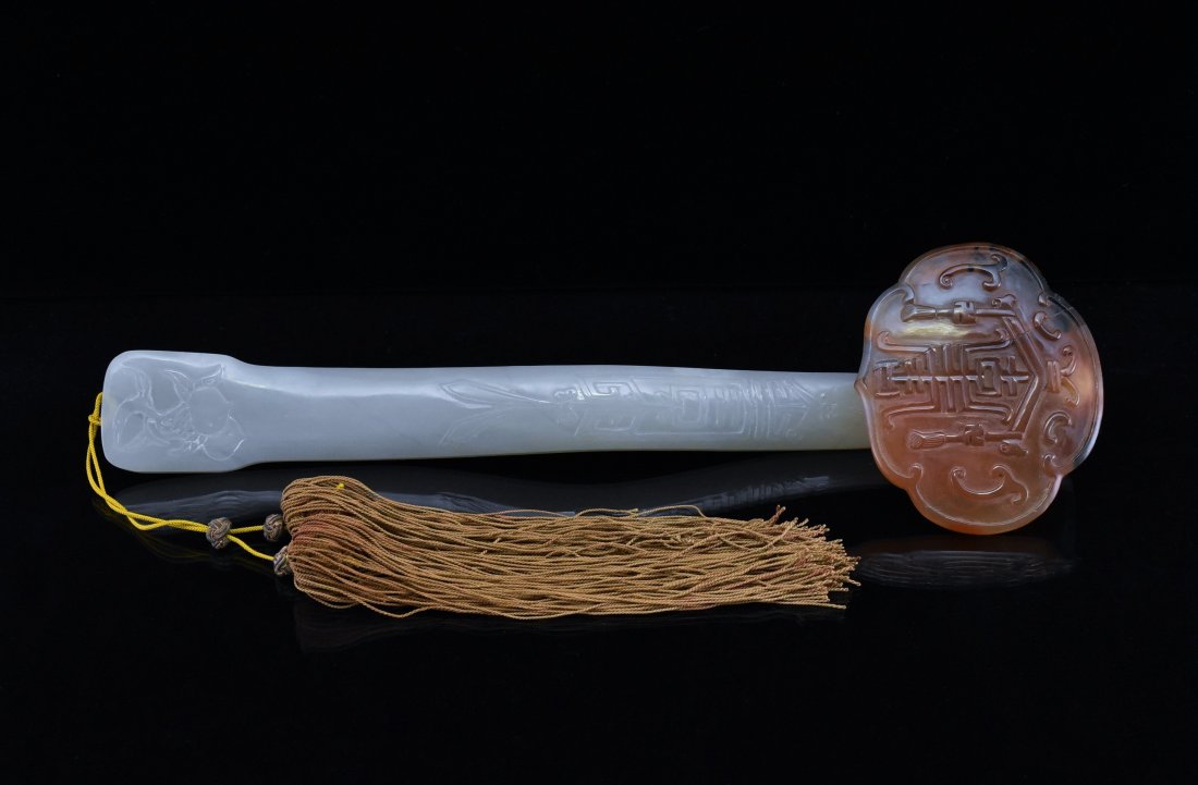 WHITE JADE RUYI SCEPTRE WITH NATURAL REDDISH INCLUSION (1 of 10)