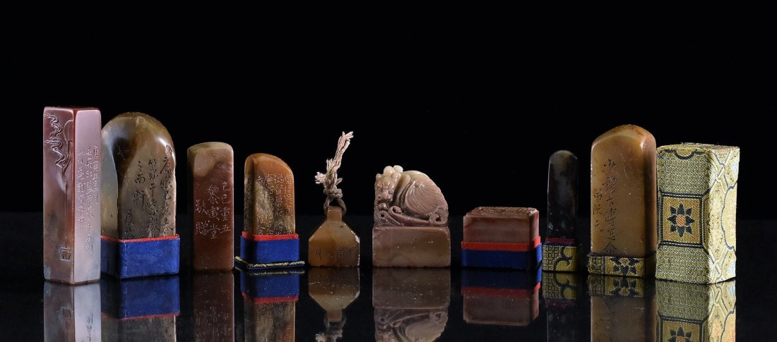 SET OF 10 PCS FINE CARVED SHOUSHAN STONE SEALS (1 of 10)