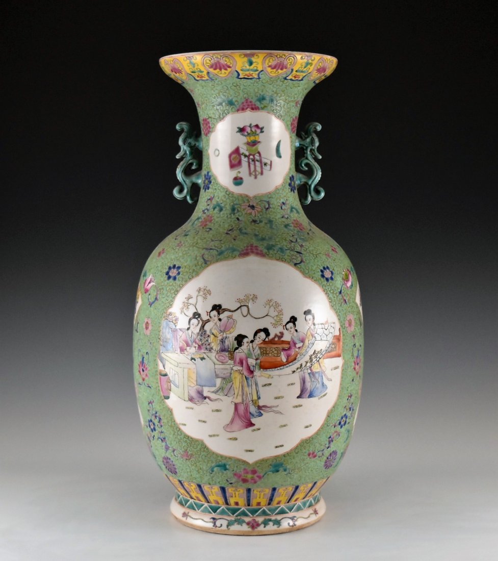 LARGE PORCELAIN BALUSTER VASE WITH DRAGON EARS (1 of 10)
