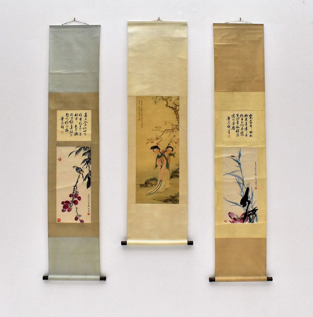SET OF 3 PCS CHINESE SCROLL PAINTINGS (1 of 6)