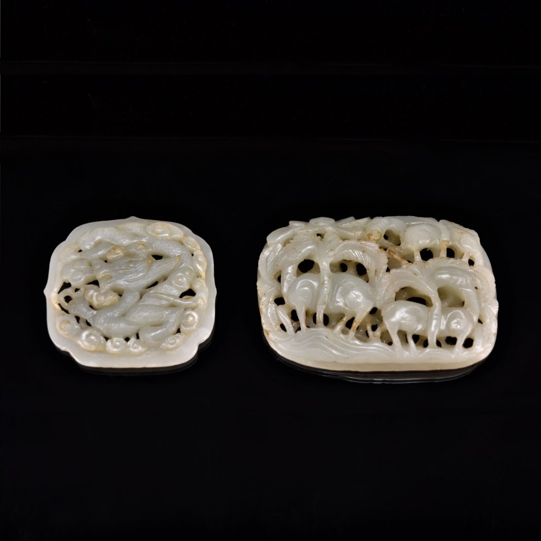 SET OF 2 OPEN CARVING JADE PLAQUE AND BELT BUCKLE (1 of 12)