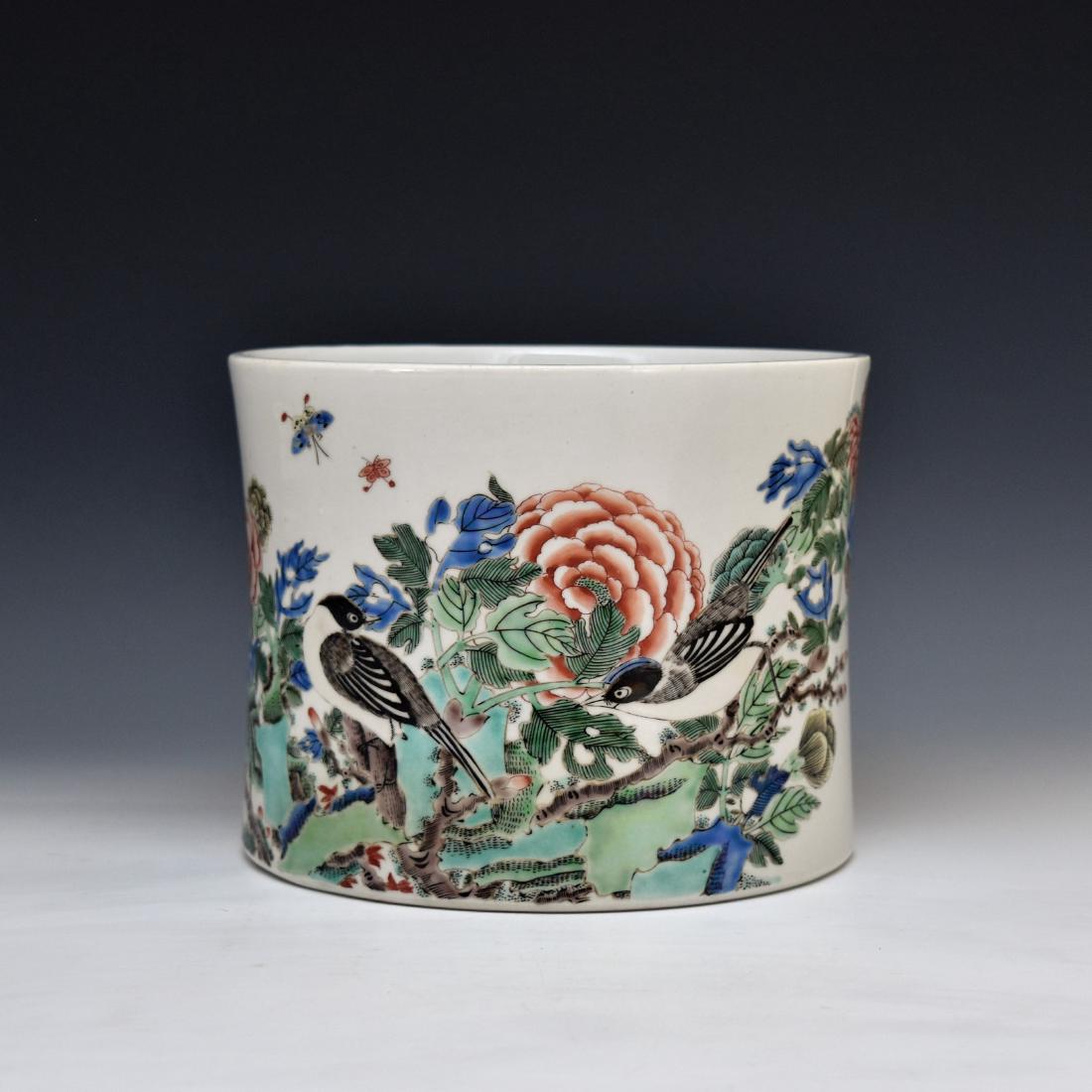 BIRDS & FLOWER MOTIF WUCAI BRUSH POT (1 of 9)