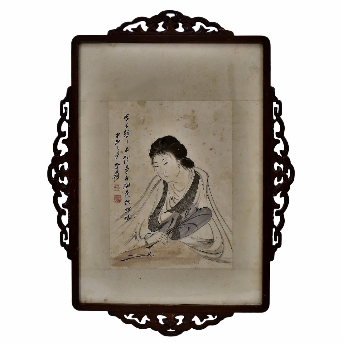 ZHANG DAQIAN, FRAMED LADY PAINTING (1 of 10)