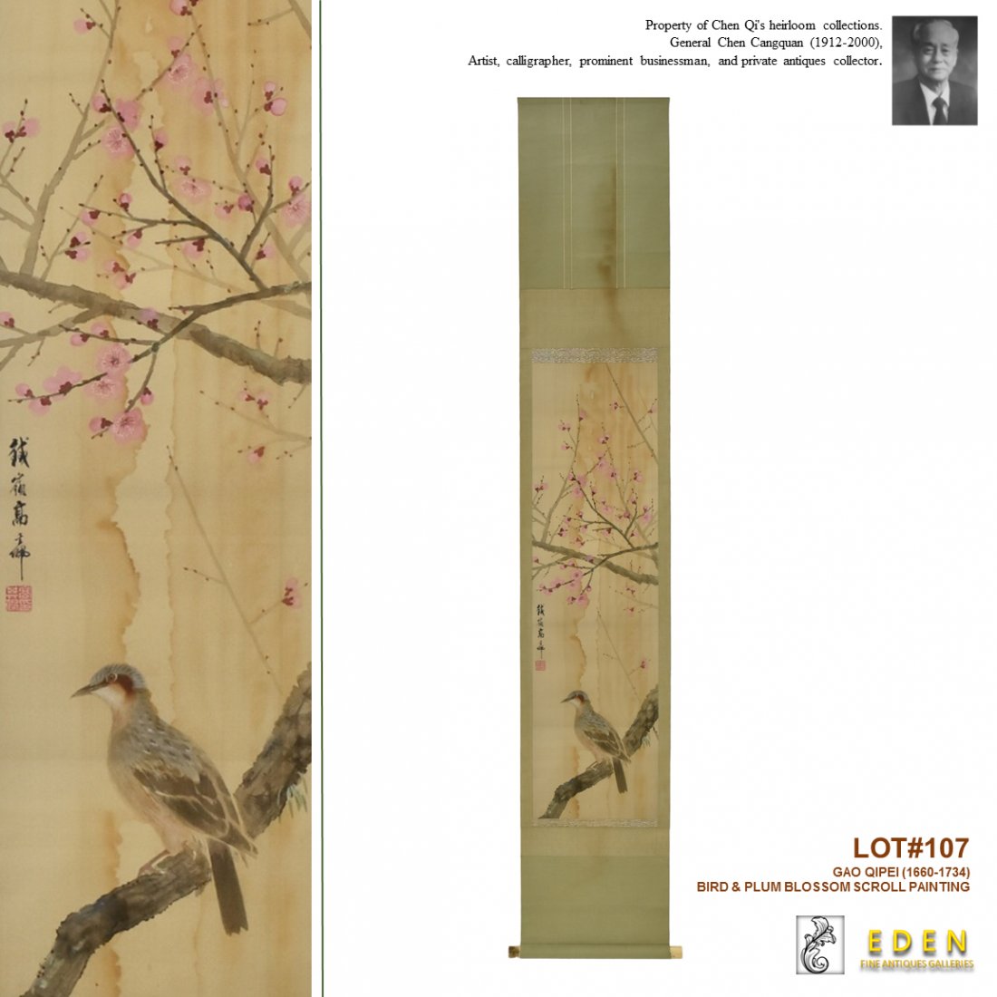 GAO QIPEI, BIRD & PLUM BLOSSOM SCROLL PAINTING (1 of 13)