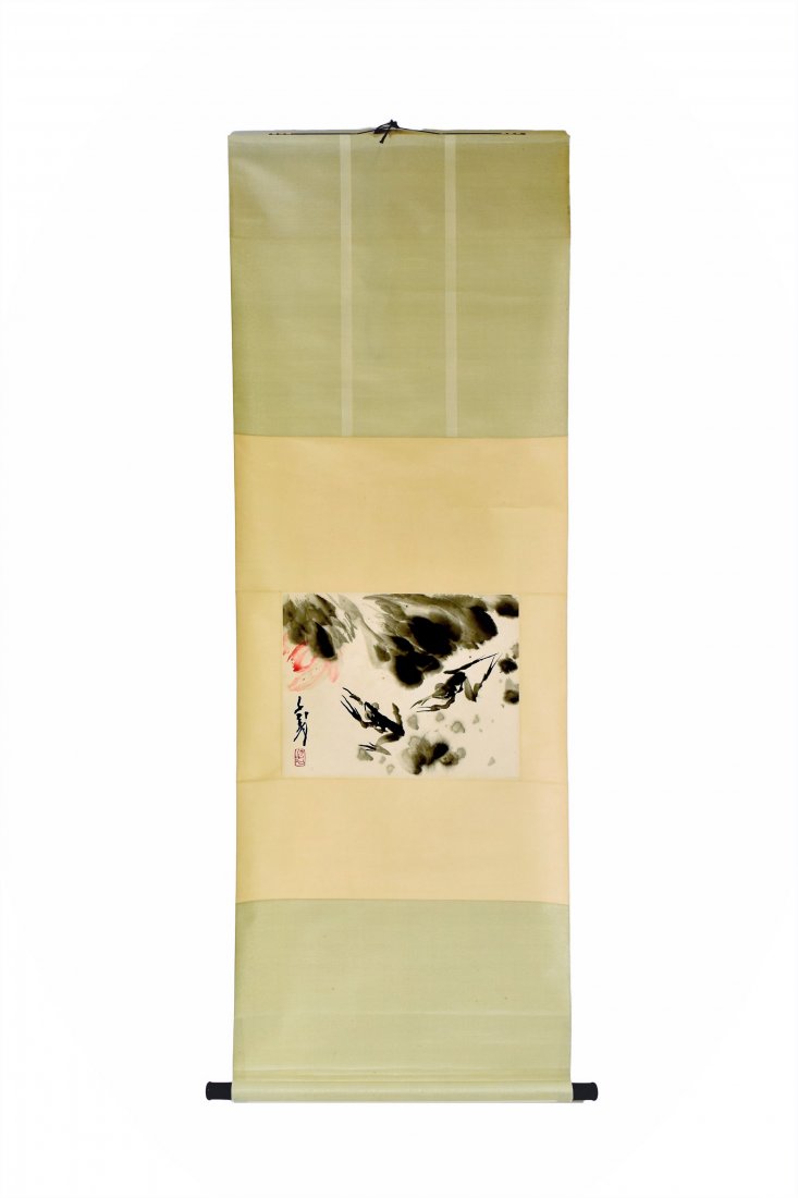 SHI LU, FROGS & LOTUS SCROLL PAINTING (1 of 10)