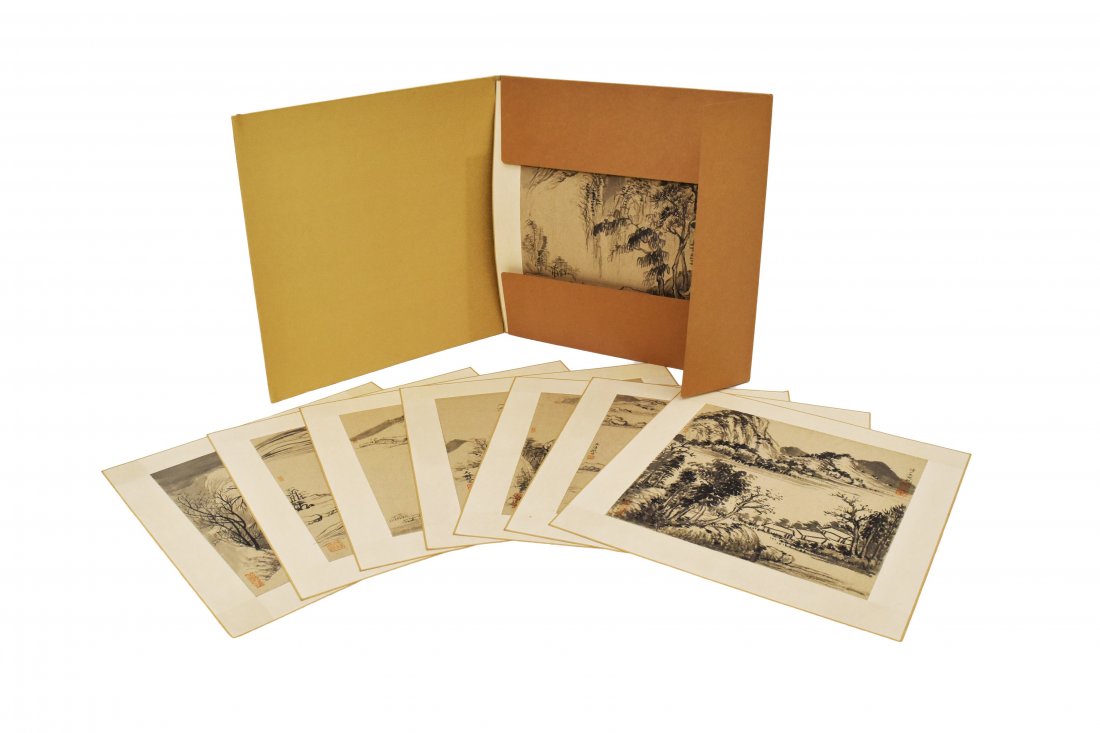 WU HUFAN, SET OF 8 LANDSCAPE PAINTINGS IN FOLDER (1 of 11)