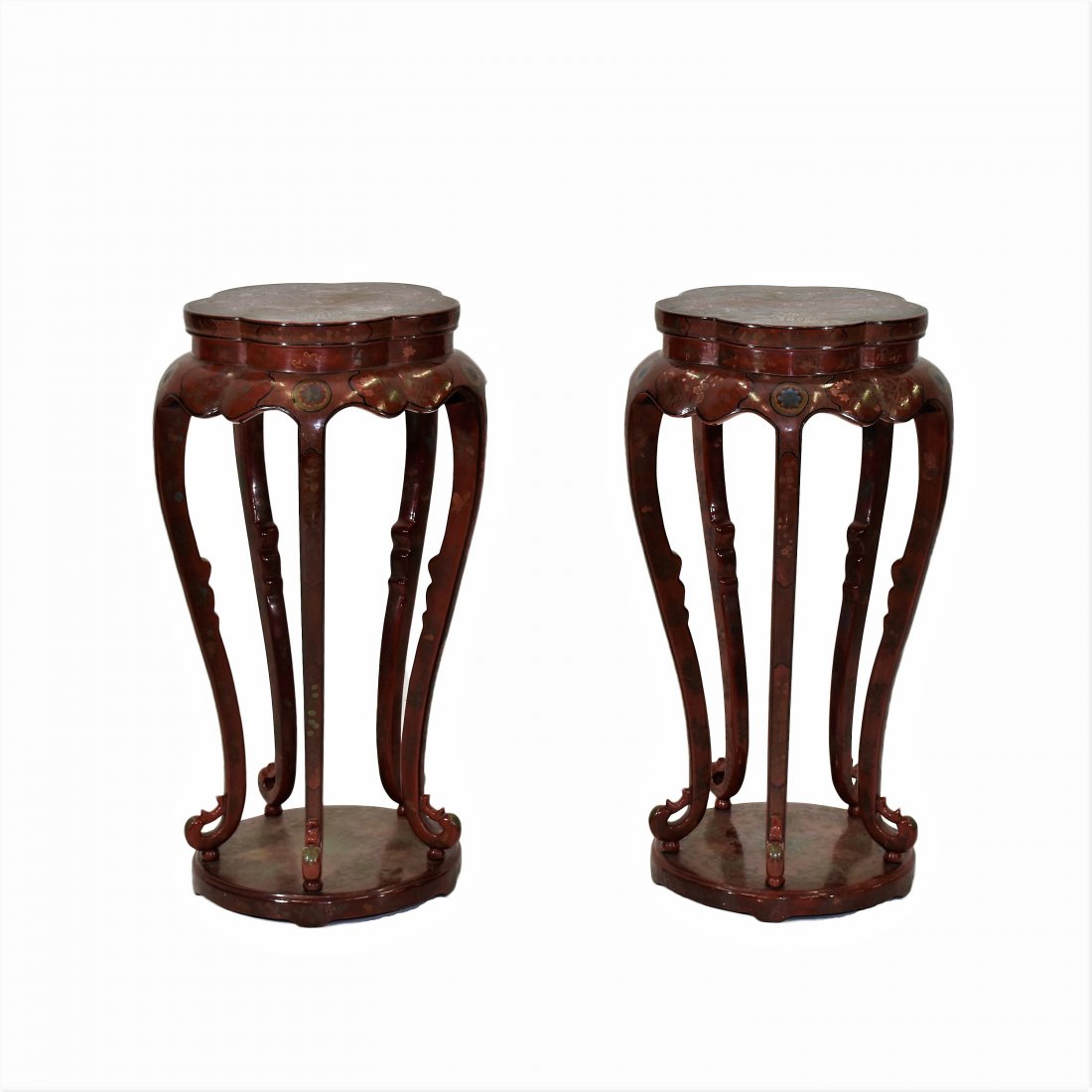18/19TH C PAIR OF LACQUERED FLOWER STANDS (1 of 17)