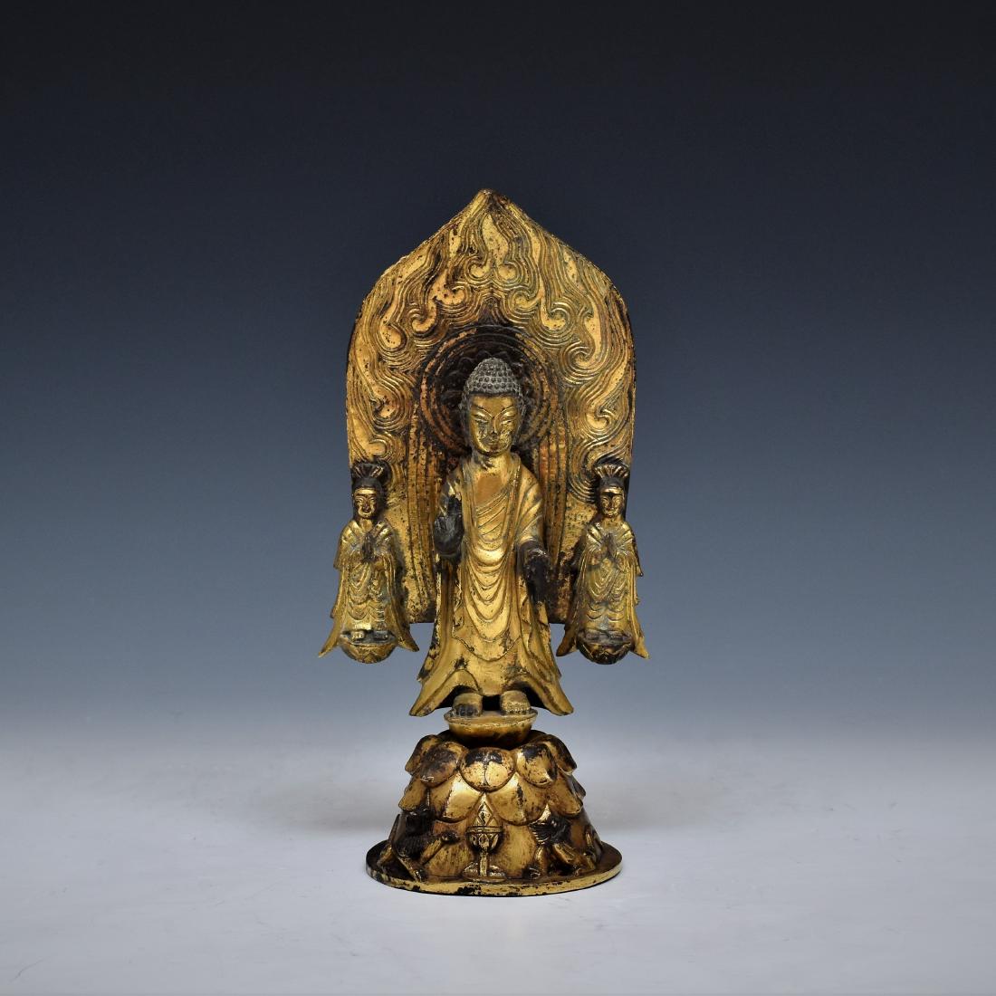 5/6TH C NORTHERN WEI GILT BRONZE STANDING SHAKYAMUNI (1 of 18)