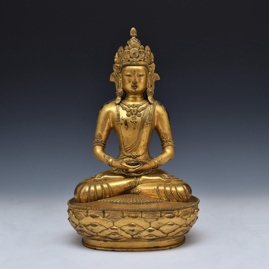 MING GILT BRONZE SEATED AMITABHA BUDDHA (1 of 10)