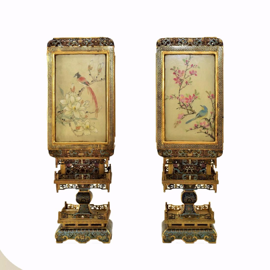 18/19TH C PAIR OF GILT BRONZE CLOISSONE LANTERNS (1 of 16)