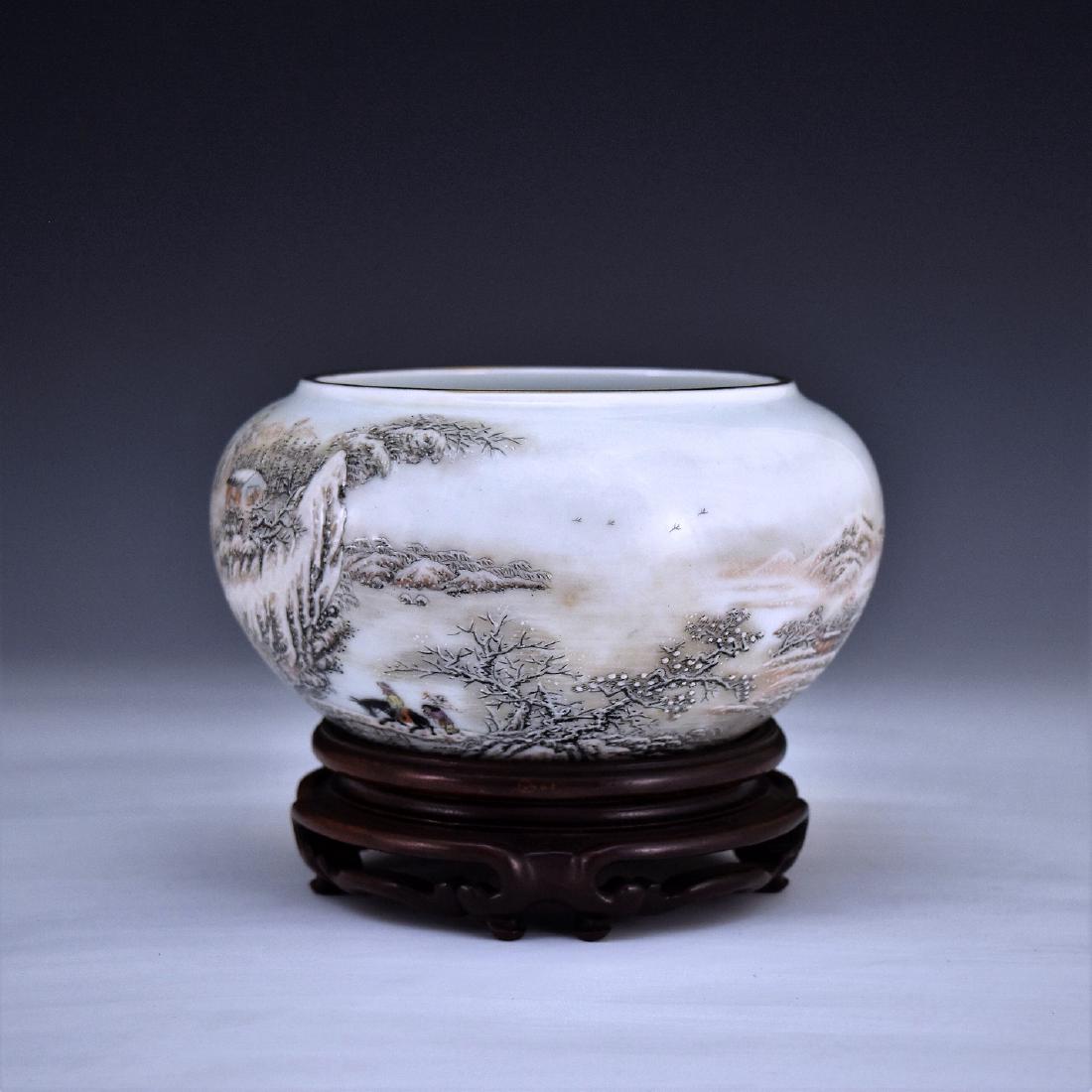 20TH C WINTER PANORAMIC WASHER POT ON STAND (1 of 10)