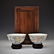 PAIR OF ENAMEL BOWLS IN WOODEN BOX - 3