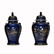 PAIR OF LARGE GILT OVERGLAZED BLUE TEMPLE JARS