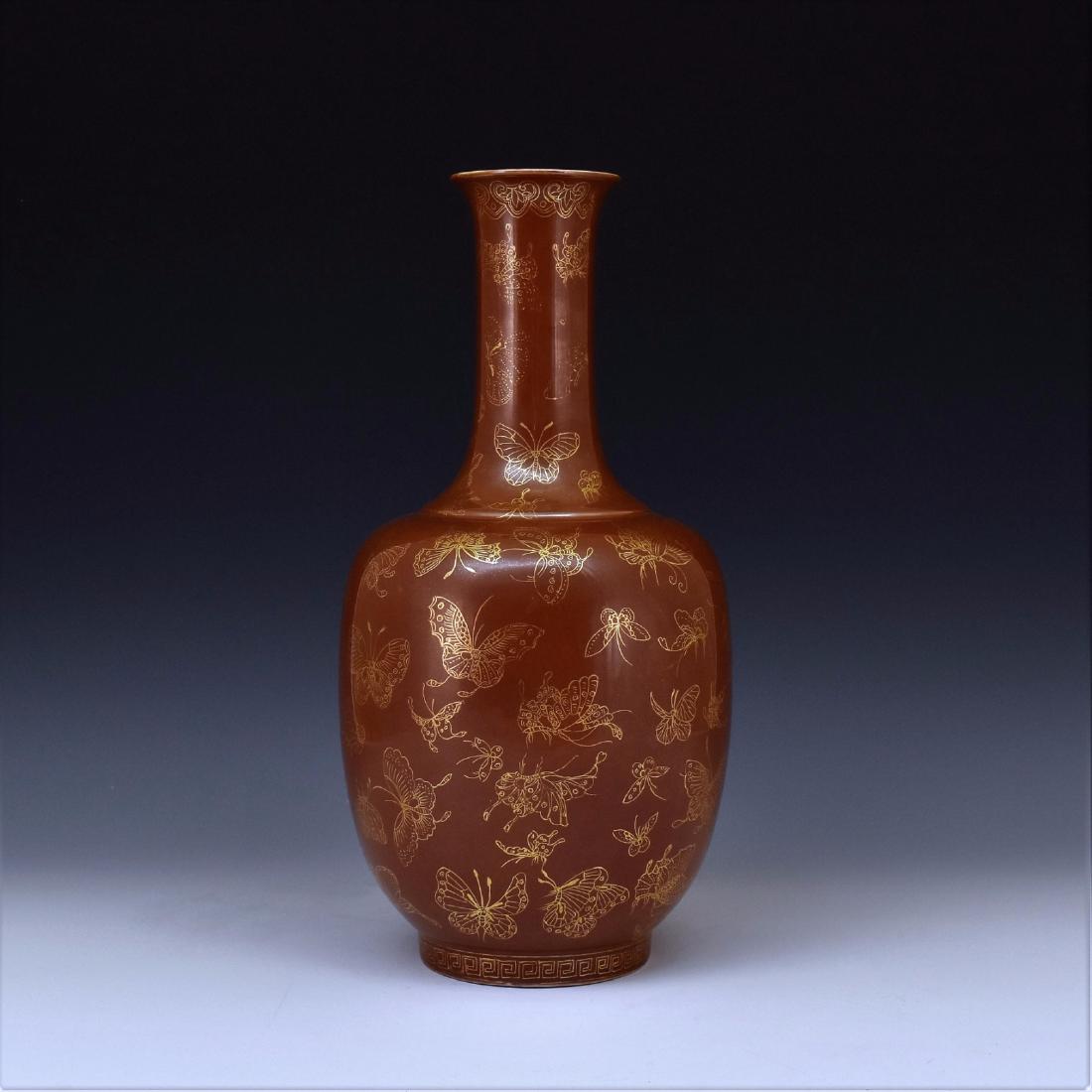 GILT OVERGLAZED HUNDRED BUTTERFLIES WILLOW VASE (1 of 8)