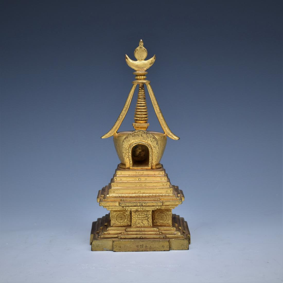 ANTIQUE GILT BRONZE STUPA (1 of 9)
