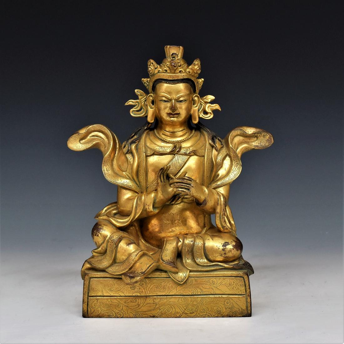 QING 19TH C GILT BRONZE SEATED BUDDHA (1 of 9)