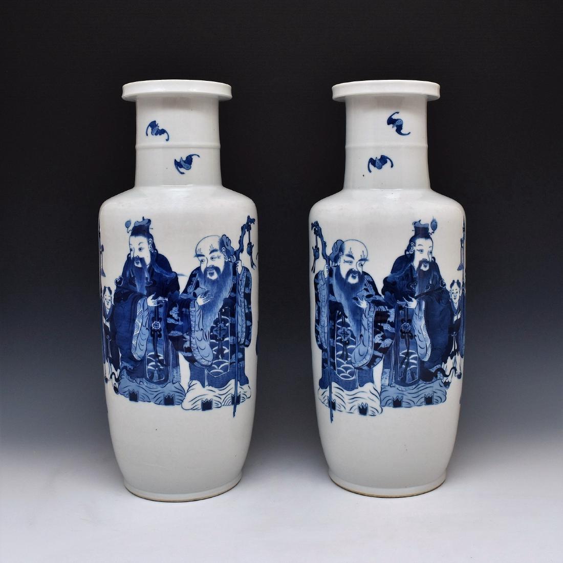 PAIR OF BLUE & WHITE IMMORTALS ROULEAU VASES (1 of 11)