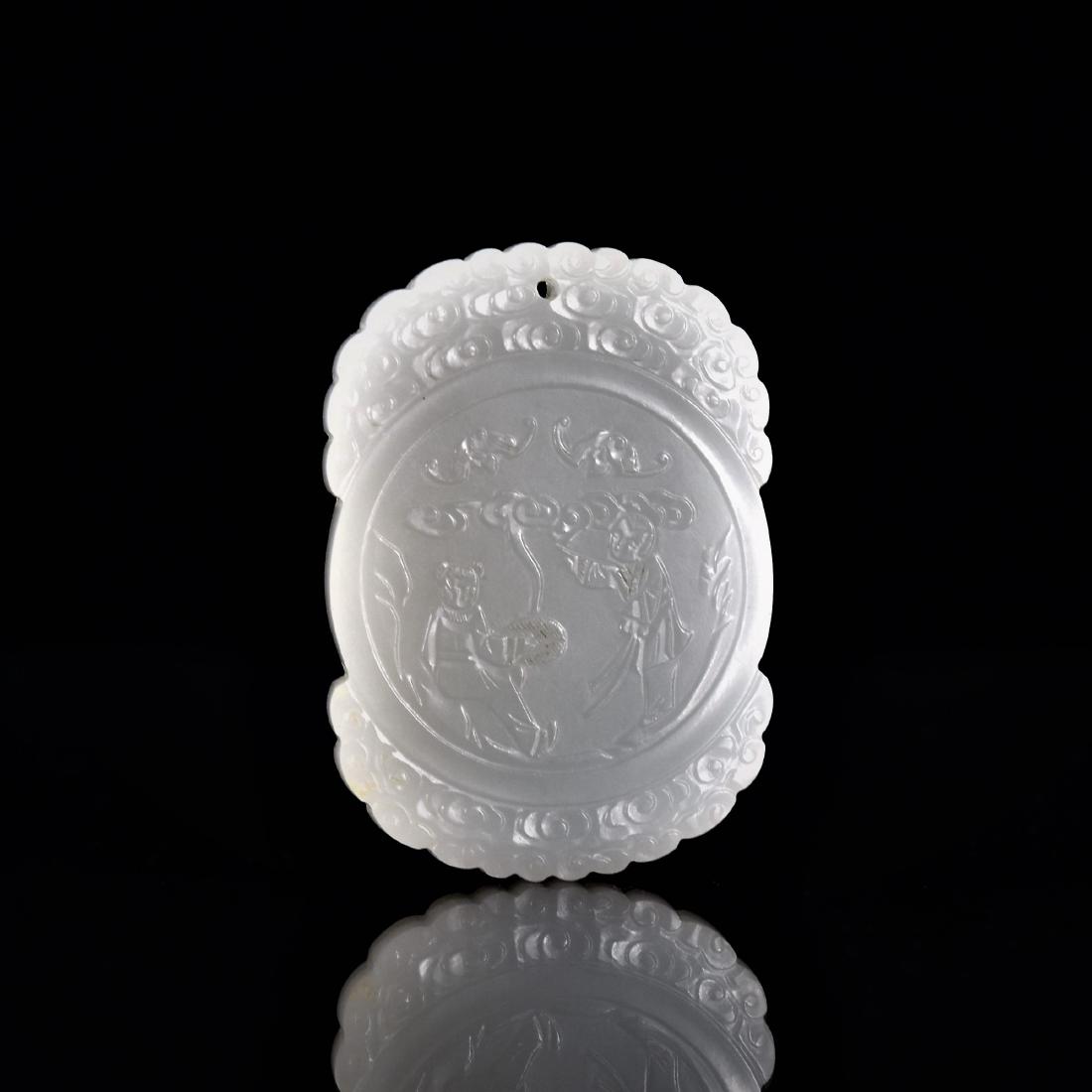 CHINESE WHITE JADE OVAL PENDANT (1 of 10)