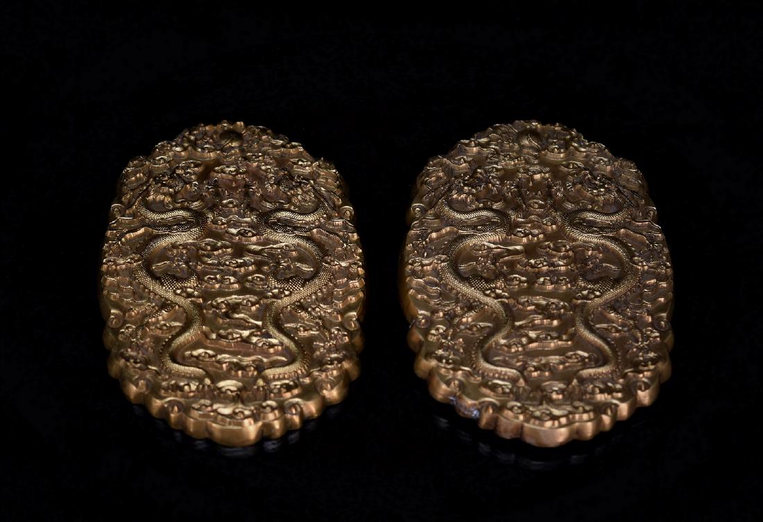 PAIR OF GILT BRONZE OFFICERS PLAQUES (1 of 11)
